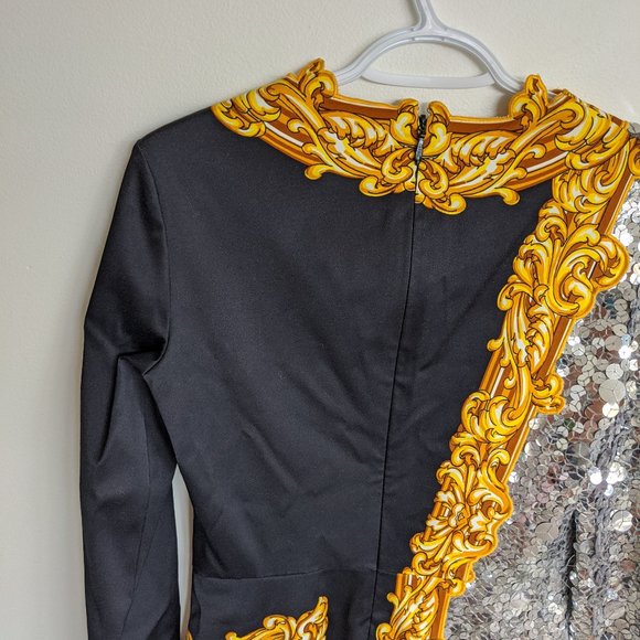 Long Sleeve Sequined Mirror Frame Cocktail Dress - Picture 10 of 15